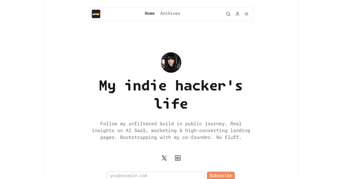 Yoanna Juille's build-in-public journal homepage